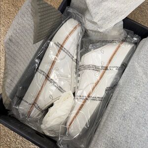 White and Brown Sneakers